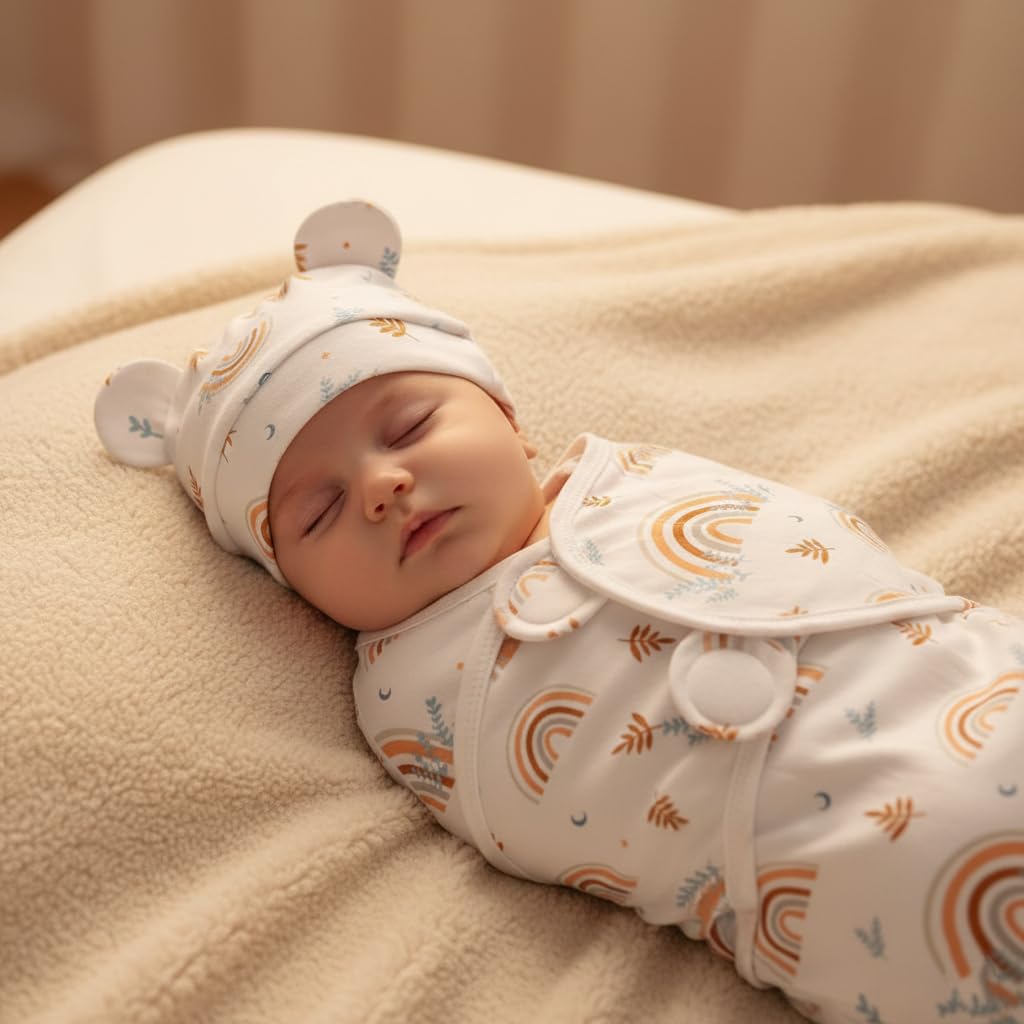 SNOWIE SOFT Swaddle for Newborn Baby with 2 Way Zipper and Arms Up Design | 70cm Pure Cotton