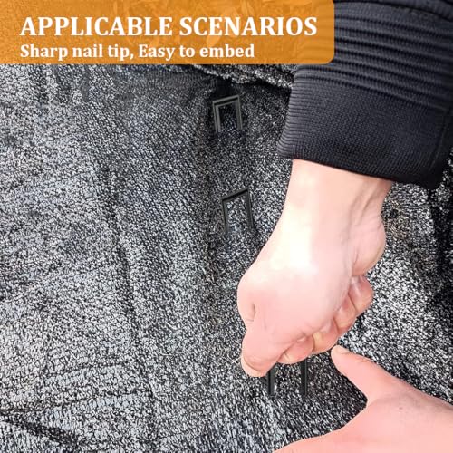 HASTHIP® Plastic Garden Landscape Stakes Staples U-Shaped for Securing Weed Barrier Fabric Ground Tarp 4CMx15CM 300PCS