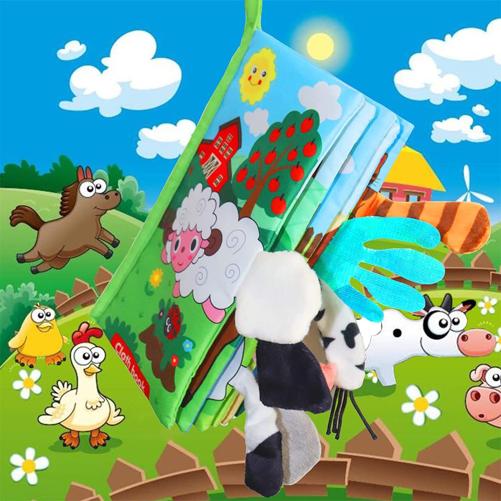 PATPAT Baby Cloth Book for 3–18 Months with 3D Jungle Animal Tails | Soft Sensory Toy