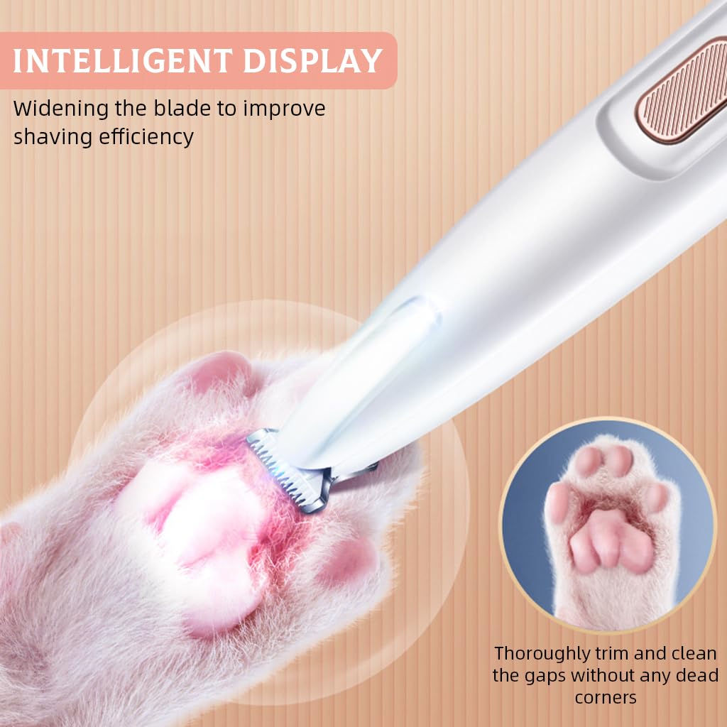 Qpets Dog Hair Trimmer for Paws and Face with 18mm Blade and LED Light | Waterproof USB Rechargeable Grooming Tool