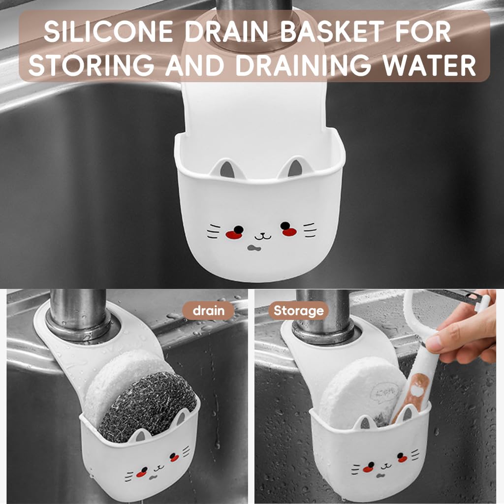 HASTHIP Kitchen Sink Organizer for Sponges and Dish Soap | 3Pcs Silicone Hanging Pouches