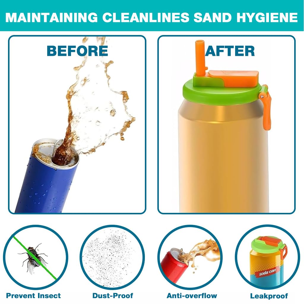 HASTHIP Soda Can Lid Covers for 2.13 in Standard Cans with Silicone Straw and Loop Handle