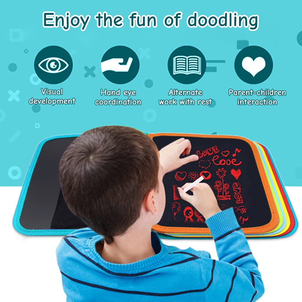 PATPAT® Erasable Doodle Book for Kids Big Size Magical Reusable Drawing Book 14 Pages Reusable Drawing Pads with 12 Water-Soluble Chalk Markers Portable Busy Toy Painting Xmas Gifts Set for Boys Girls