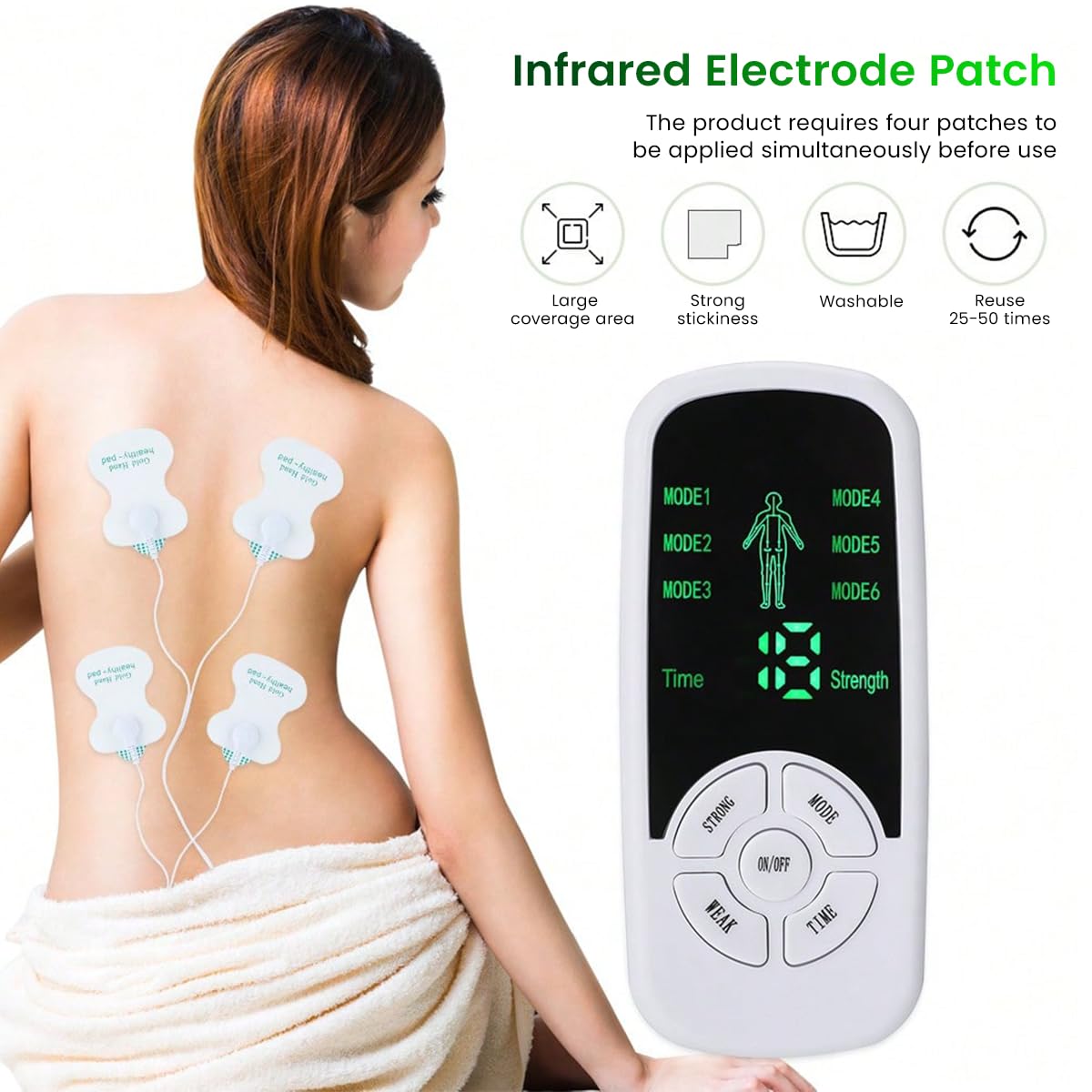 HANNEA® Electric Massage Patch EMS Neck Massager with 4 Patches Electronic Nerve Stimulator and Massager for Neck, Shoulder Neck Massager for Physiotherapy, Pain Relief, Subcutaneous Nerve Stimulation