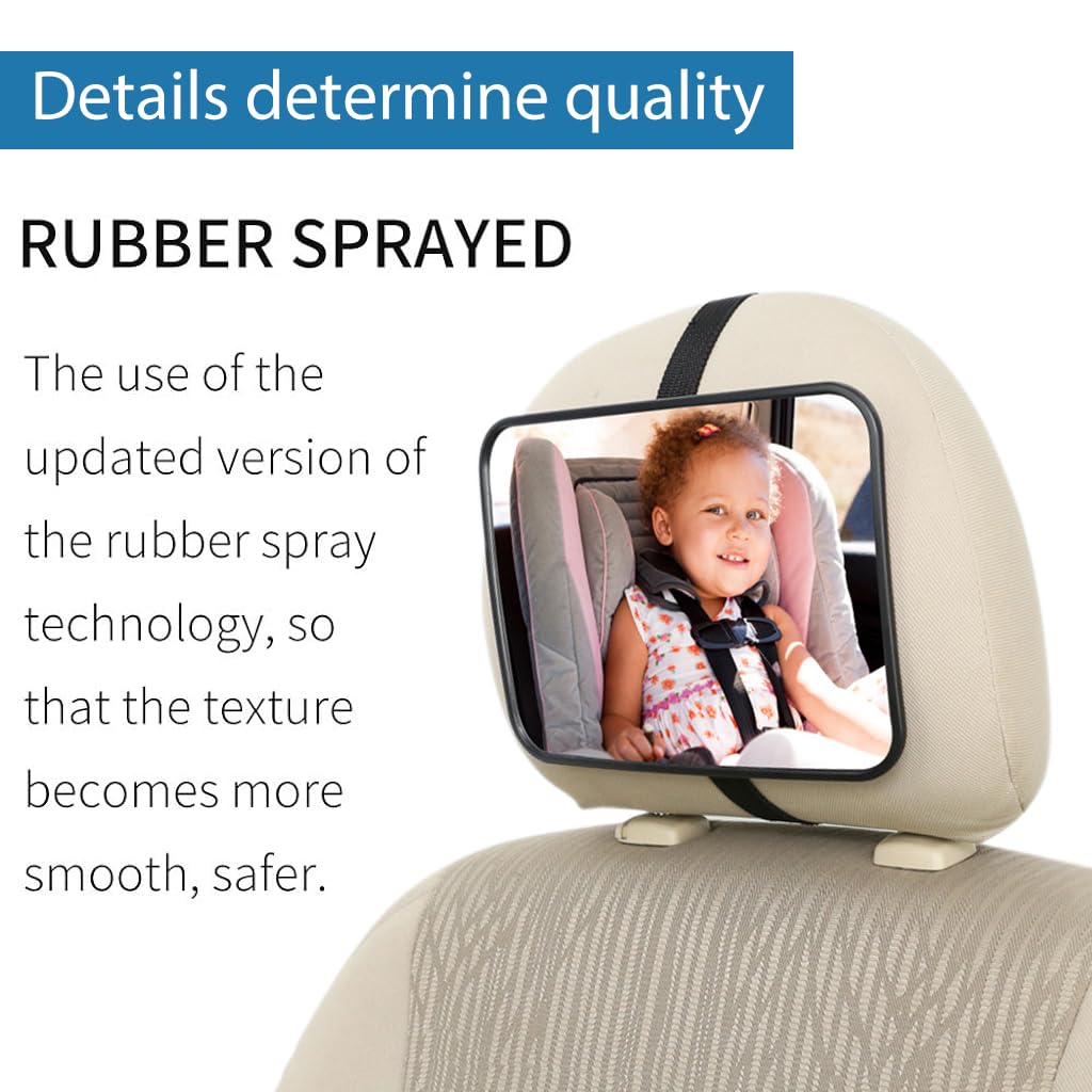 SNOWIE SOFT Baby Car Mirror Most Stable Backseat Mirror with Premium Matte Finish-Super Clear PMMA Material Mirror-Safe, Secure and Shatterproof