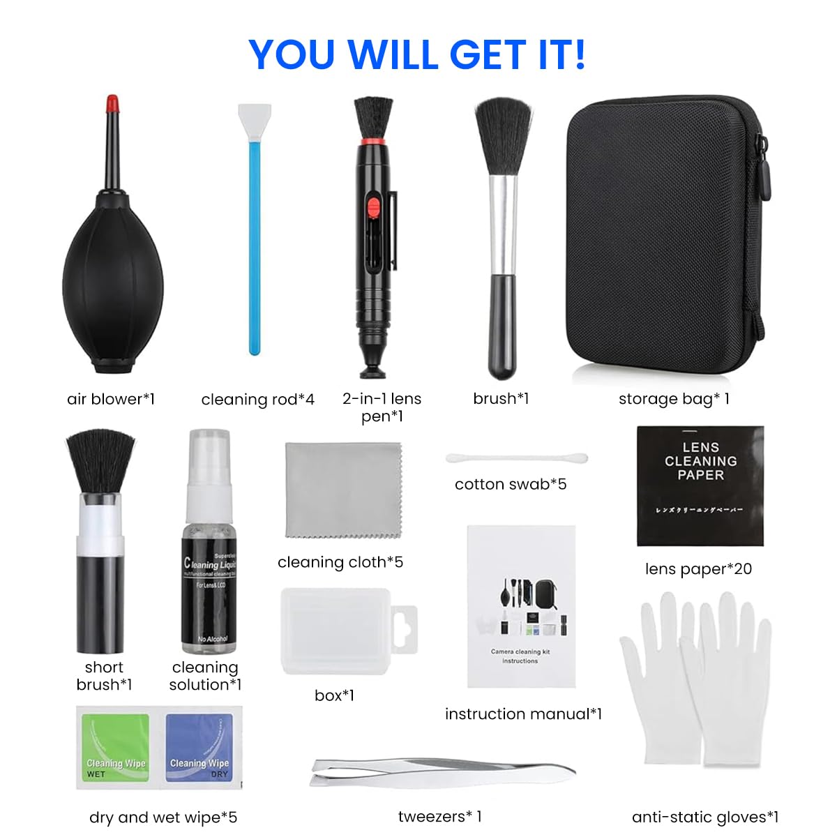 ZORBES Camera Cleaning Kit for DSLR and Lenses with 14 Tools and Portable Storage Case