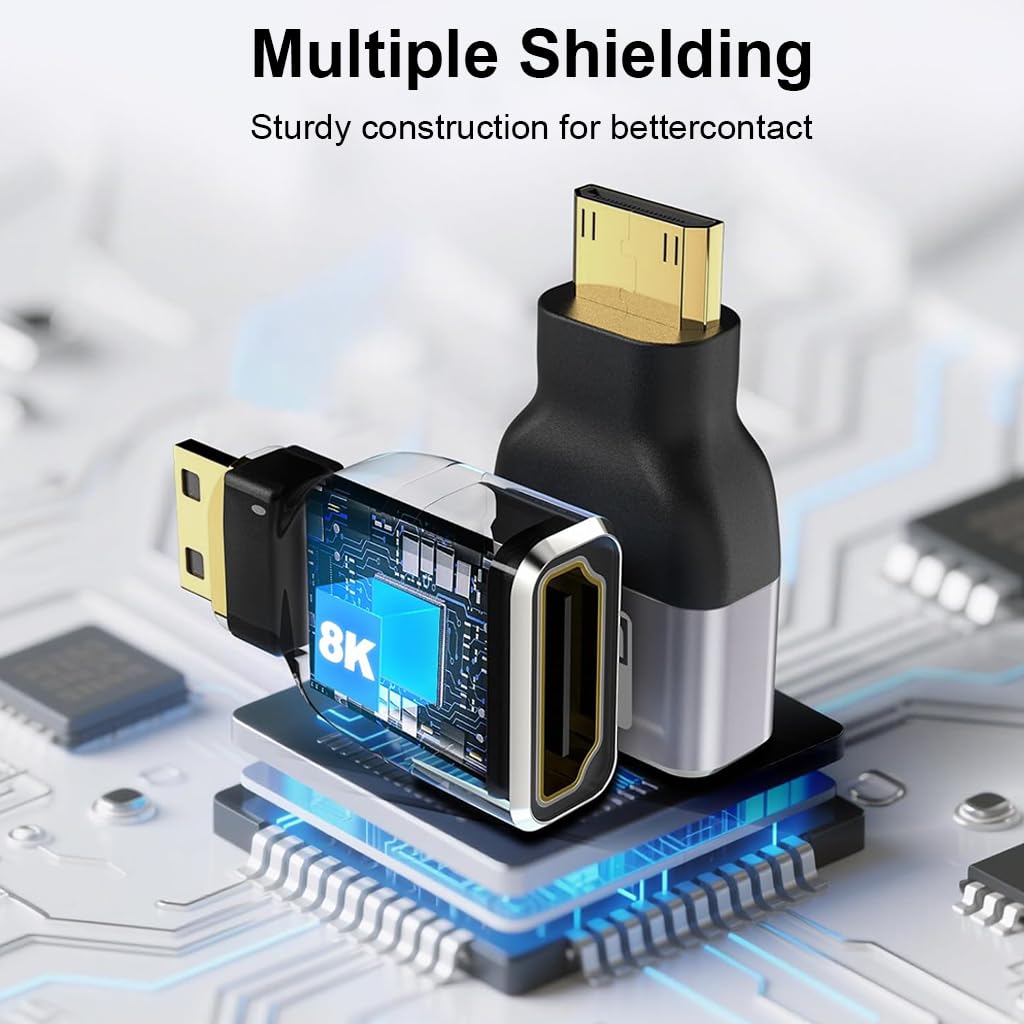 ZORBES Mini HDMI to HDMI Adapter for 8K Display with 48Gbps Speed & Gold-Plated Connectors