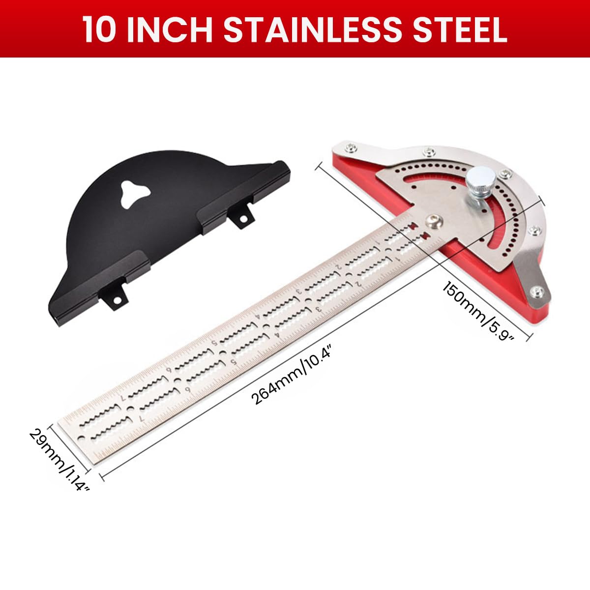 Serplex Multi Angle Measuring Ruler for Woodwork featuring 10 in Laser Etched Stainless Steel | Ideal for DIY Projects