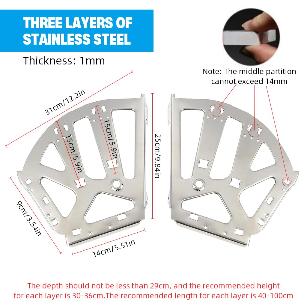 Serplex Cabinet Door Hinges for Flip Down or Tilting Cabinets with 2 Pcs Stainless Steel Set | Includes Installation Screw Pack