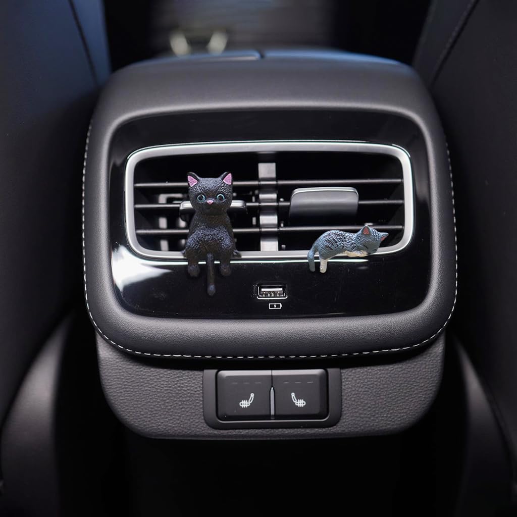 STHIRA Central Touchscreen Ornaments for Tesla featuring 5 PVC Cartoon Cat Charms | Cute Dashboard Decoration