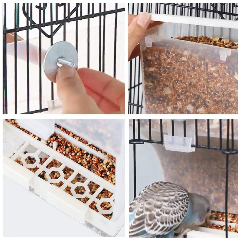 Qpets Bird Feeder for Cage featuring mess free design and acrylic container 3.35 x 2.95 x 7.28 in 3 pcs