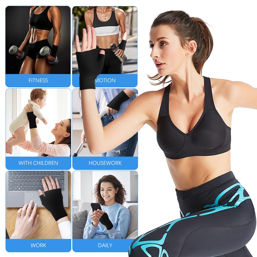 HANNEA Finger Arthritis Compression Gloves for Pain Relief featuring Reusable Gel Sleeve 2PCS