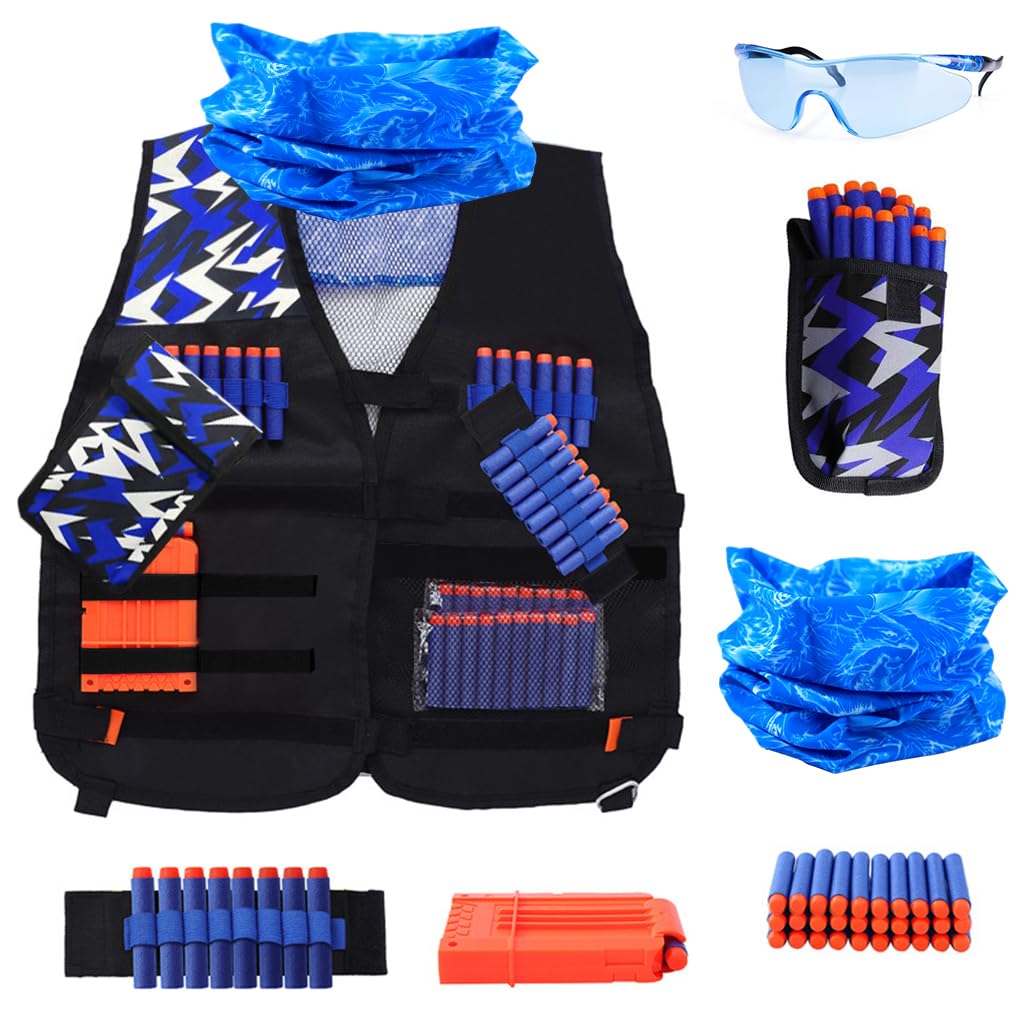 PATPAT® Tactical Vest Kit for Kids, Nerf Gun Gear for Boys Girls, Nerf Guns Toys for 6 Years Boys Birthday Christmas Gifts for Kids -Blue