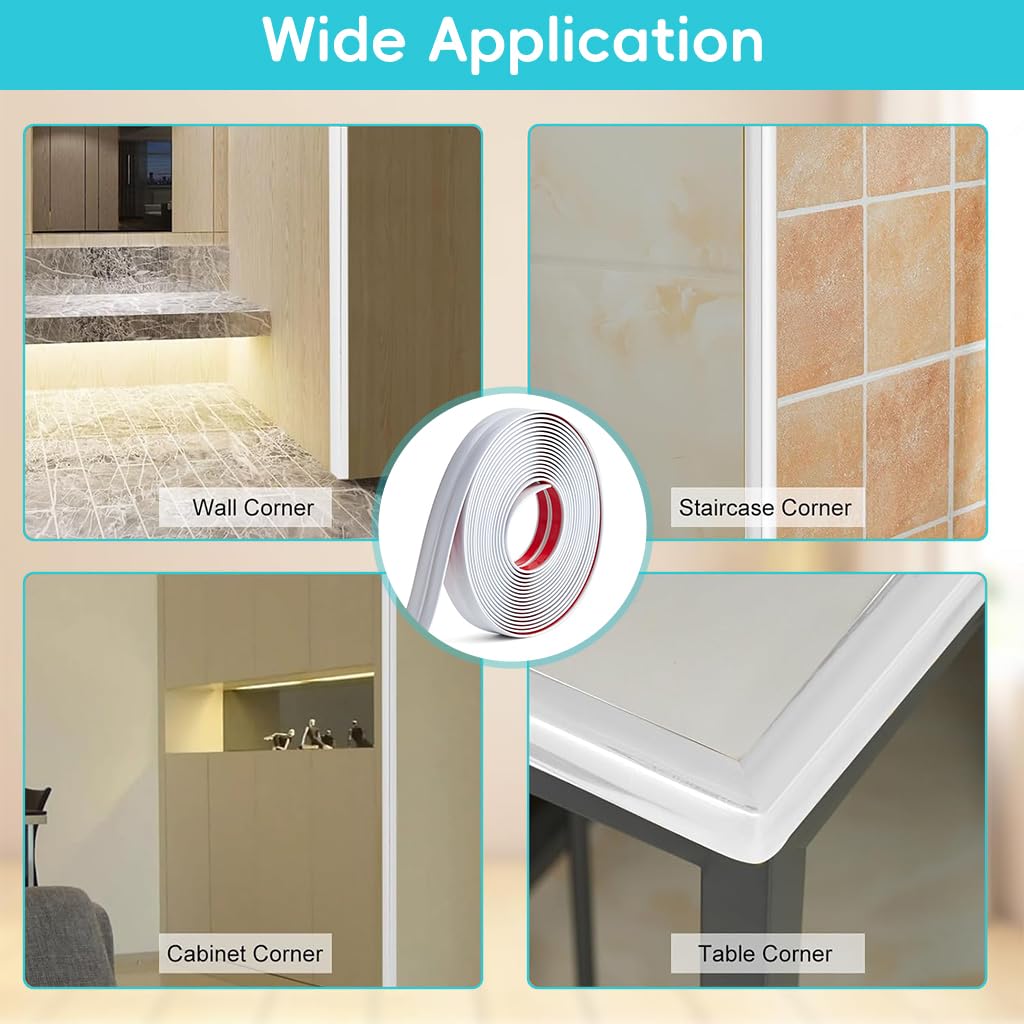 HASTHIP Wall Molding Trim for Corner Protection featuring Self-Adhesive PVC 9.84ft | Waterproof White Finish