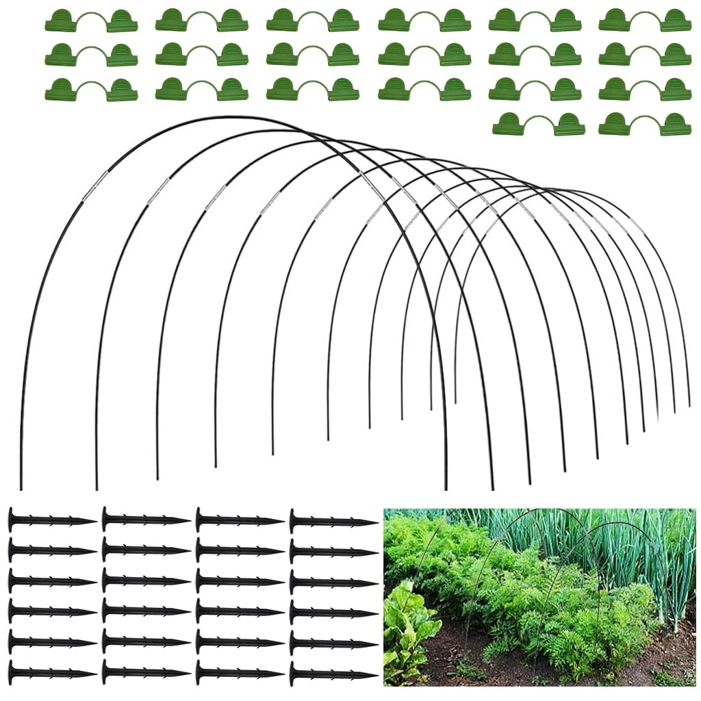 HASTHIP Tunnel Kit for Greenhouse and Garden Beds with 30pcs Bendable Fiberglass Hoops | Easy Assembly Frame for Plant Protection