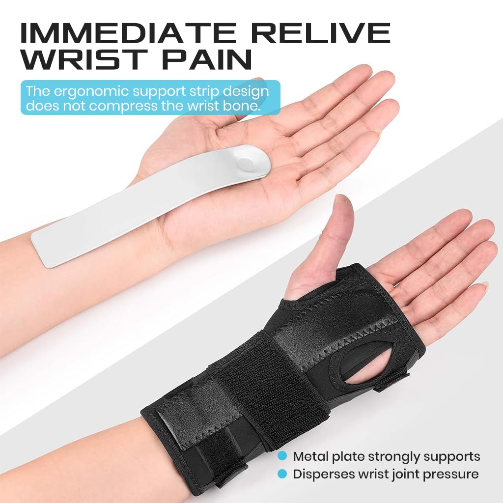 HANNEA Wrist Band for Pain Relief featuring Detachable Curved Support Panel & Adjustable Fit | Breathable Compression Brace for Carpal Tunnel and Arthritis