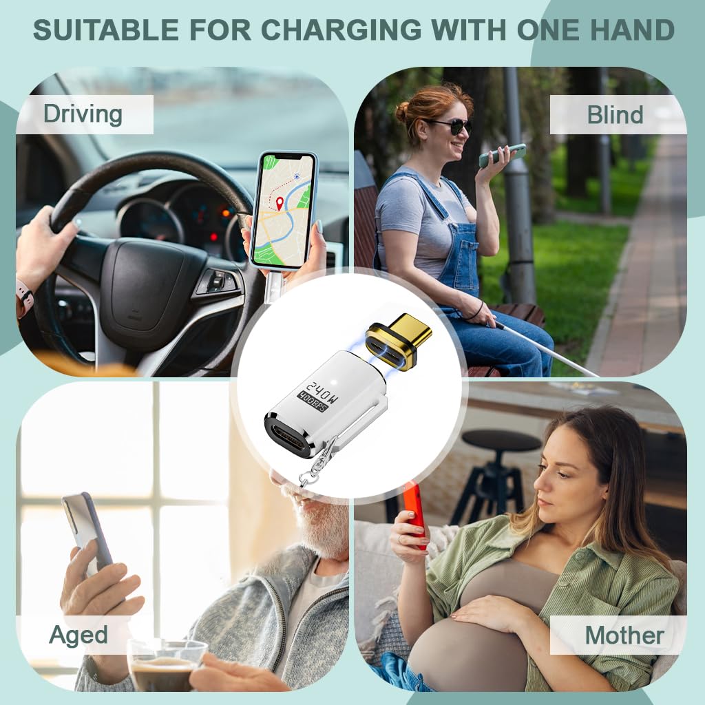 Verilux Type C Adapter with Magnetic Connector and 40Gbps Transfer | 240W Fast Charging
