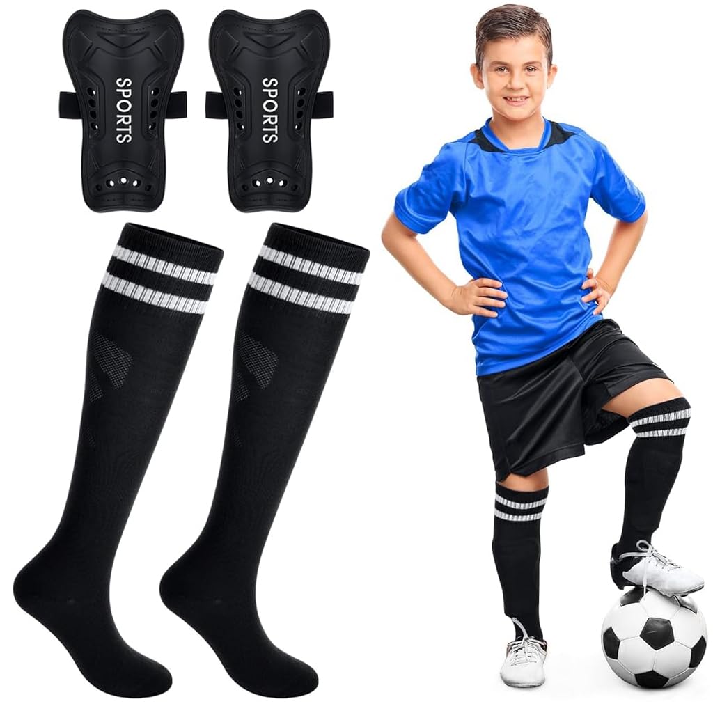 Proberos® Soccer Shin Guards and Socks for Toddler Kids Youth, Lightweight Soccer Shin Pads Protective Soccer Gear for 5-10 Years Old Children