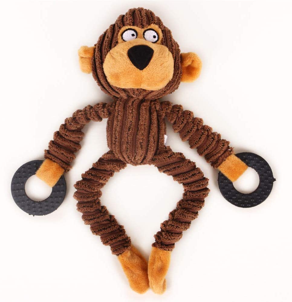 Qpets® Puppy Toy Cute Fawn Natural Puppy Chew Toys Accessories for Teething Small Medium Dogs Durable Dog Chew Teether Toy Plush Cute Animals Pet Toy Dog Toys for Puppies(Monkey)