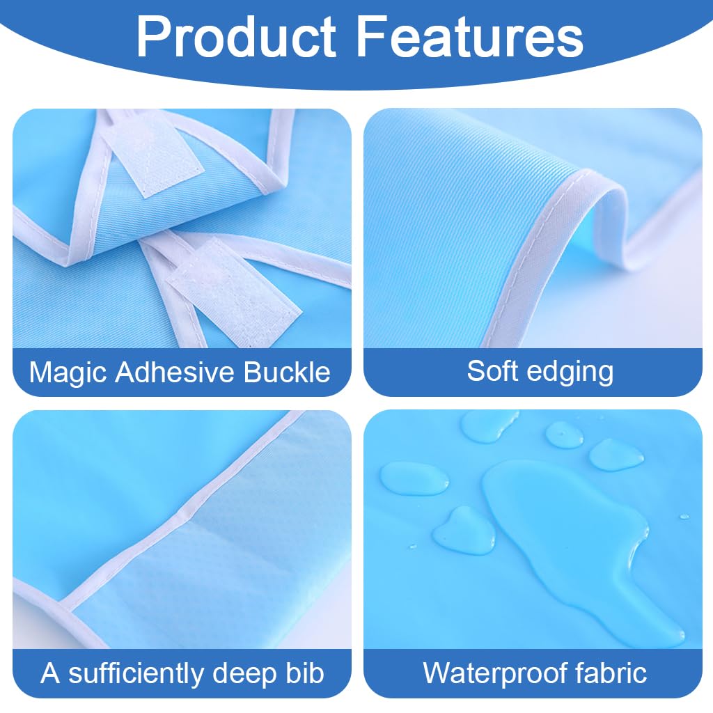 HANNEA Adult Bibs for Eating with Adjustable Tie Back and Waterproof Silicone | 2pc Reusable Elderly Care Essentials