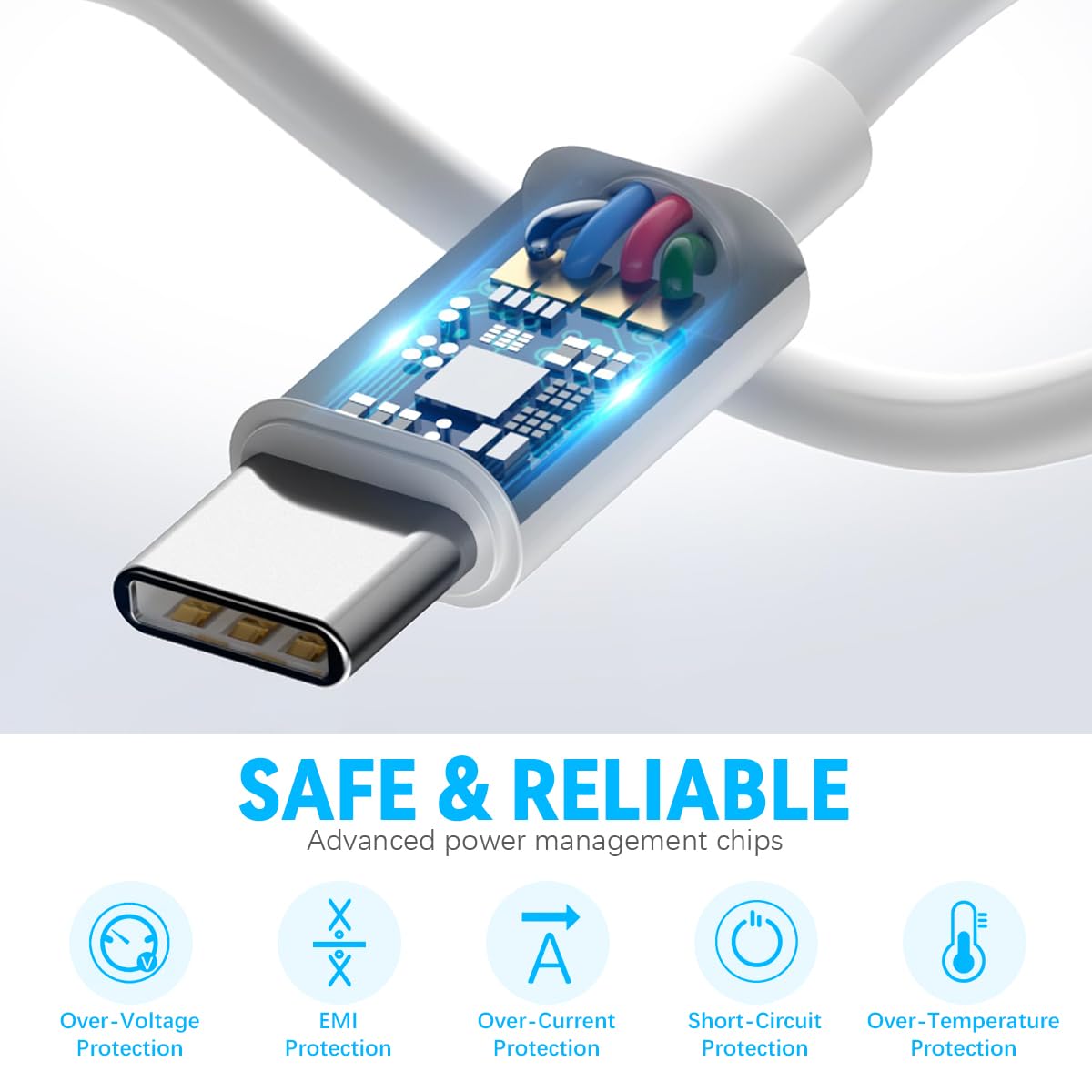 Verilux Multi Type C Cable 4 in 2 3.9 ft for iPhone and Galaxy featuring Magnetic Watch Charger | USB C to C Micro USB and Lightning Connectors