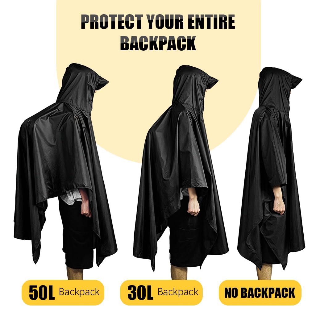 GUSTAVE Adult Rain Coat for Camping and Riding with Sun Shade Canopy Hood | 3PCS Set