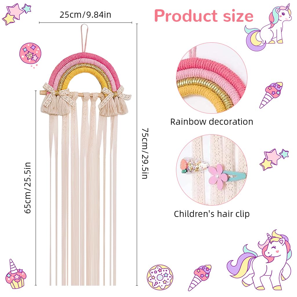 HASTHIP Hair Clips Organizer for Girls with 20–30 Slot Macrame Tassels | Wall Hanging Holder