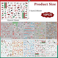 HASTHIP® 10 Sheets Nail Art Decal DIY Christmas Nair Art Decals Sticky Nail Art Decals Christmas Assorted Christmas Santa Claus Theme Series Nail Decals Creative Nail Art Sticker for Christmas, Party