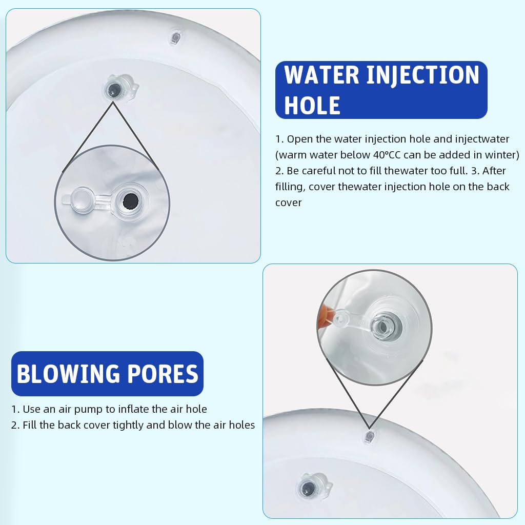 Qpets Inflatable Pet Cooling Water Pad 25.6 in for Dogs and Cats with Air Pump | Blue PVC Mat