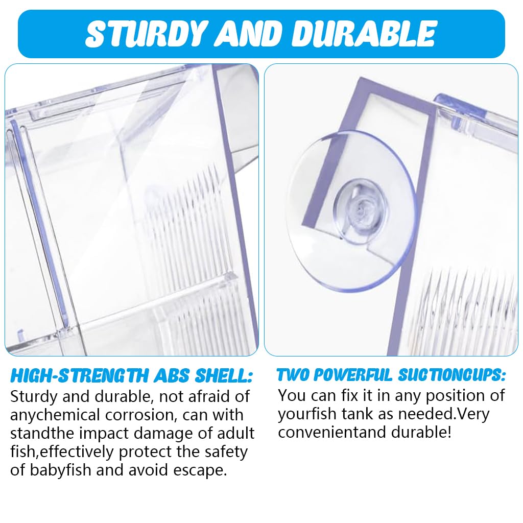 Qpets Aquarium Fish Breeding Box for Fry and Isolation with 6 Suction Cups Acrylic 20.5x9.5x9.9cm