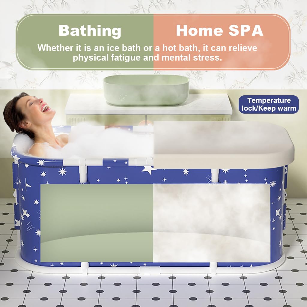 HANNEA Home Spa Bathtub for Small Spaces with Folding Design and Back Support | 47.2 in Soaking Tub