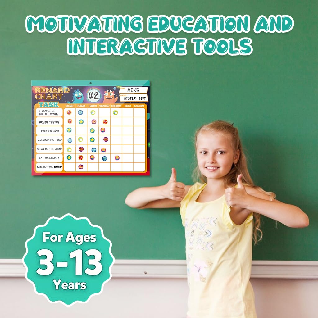 PATPAT Kids Reward Chart with 27 Custom Behavior Sheets and 2280 Color Stickers | Magnetic Habit Tracker