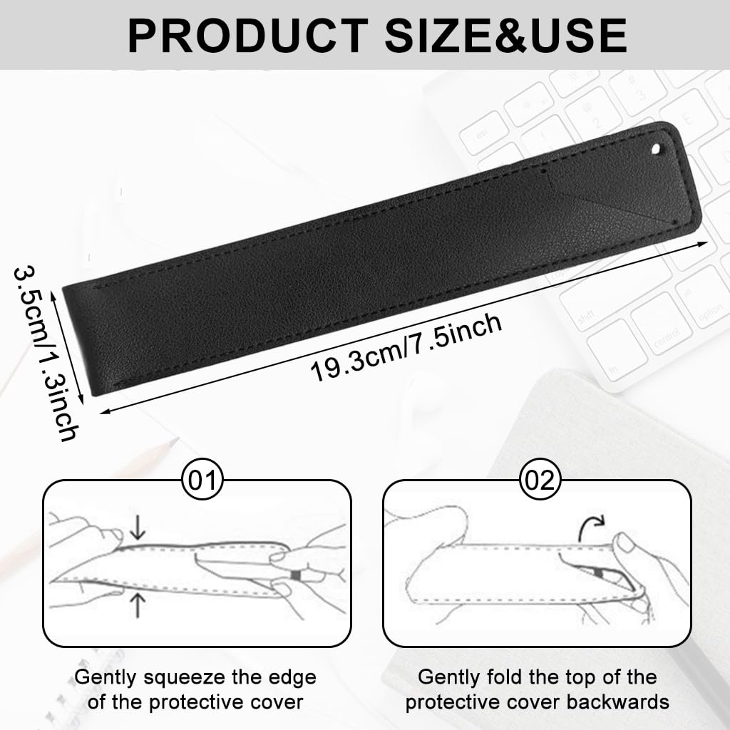 ZORBES Stylus Pen Cover for Apple Pencil with Metal Clasp Ring and Slotted Slash Open | 3.5x19.3 cm PU Leather Sleeve