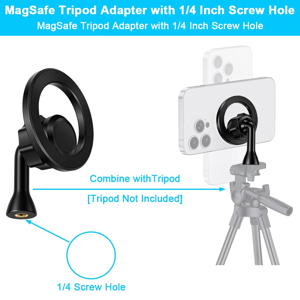 ZORBES Magnetic Phone Holder with 1/4 inch Thread for Tripods and Stands | 360° Rotatable Mount