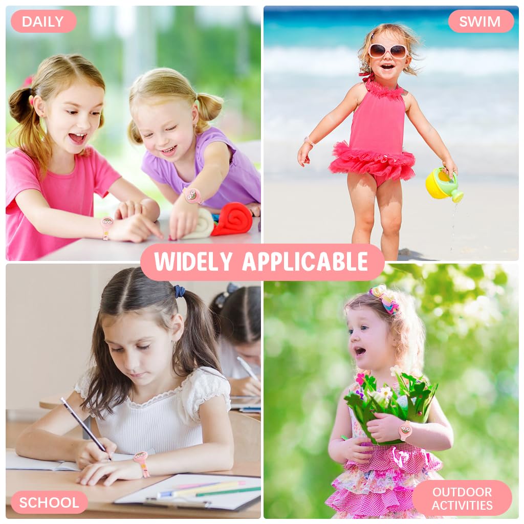 ZORBES Kids Bracelet for Anti Lost Protection featuring Secure Mount and 9 in Adjustable Silicone Band | Waterproof Cartoon Rainbow Design