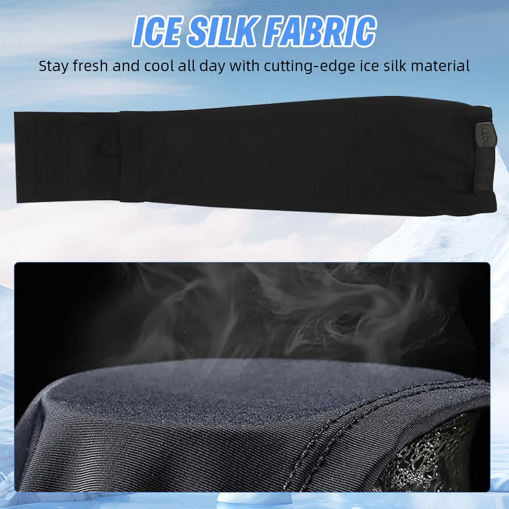 Proberos Ice Silk Summer Balaclava Face Mask for Outdoor Sports with UPF400+ Protection | Adjustable Drawstring Hood and Arm Sleeves in Black