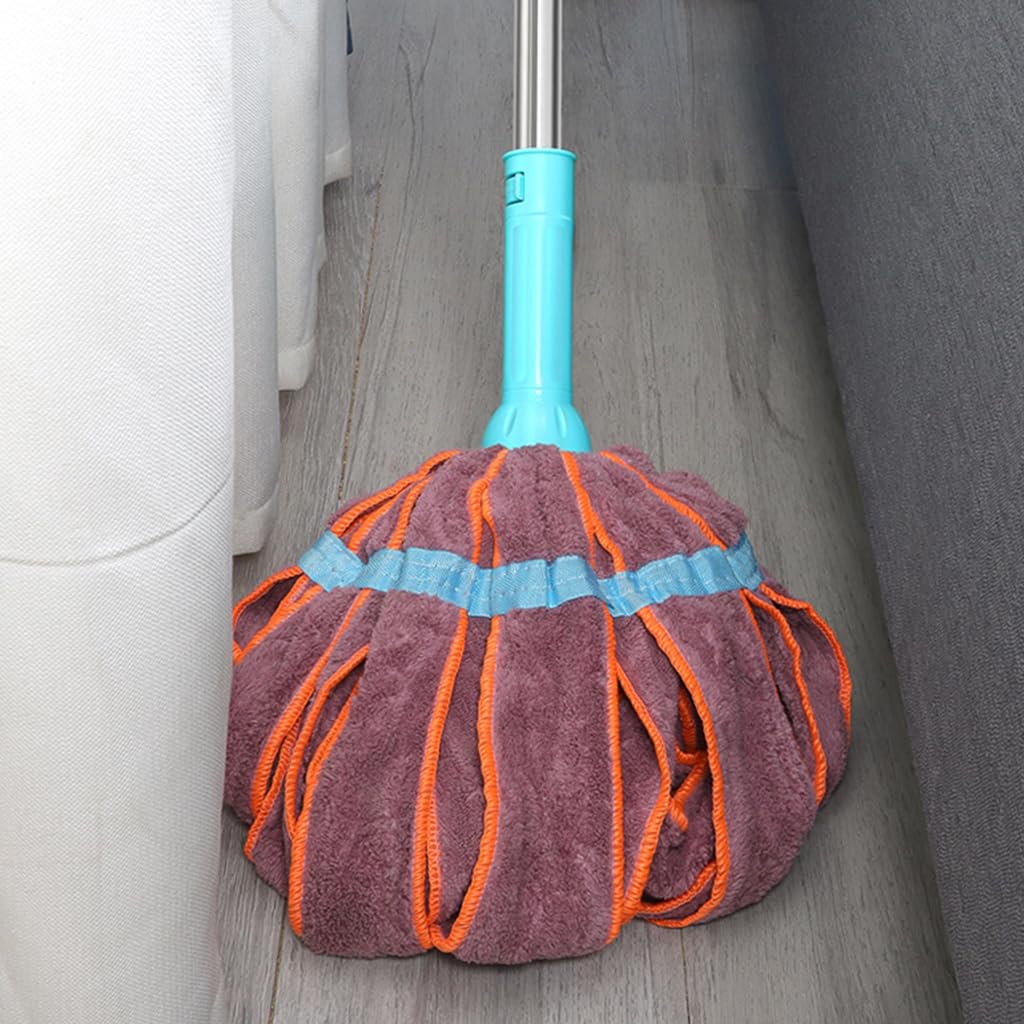 HASTHIP® Cloth Floor Mop 32.6-50.3 inches Retractable Twist Mop Coral Velvet Cloth Mop Flat Mop with Adjustable Angle Mop Head Floor Cleaner Mop Wet & Dry Use House Cleaning Mop