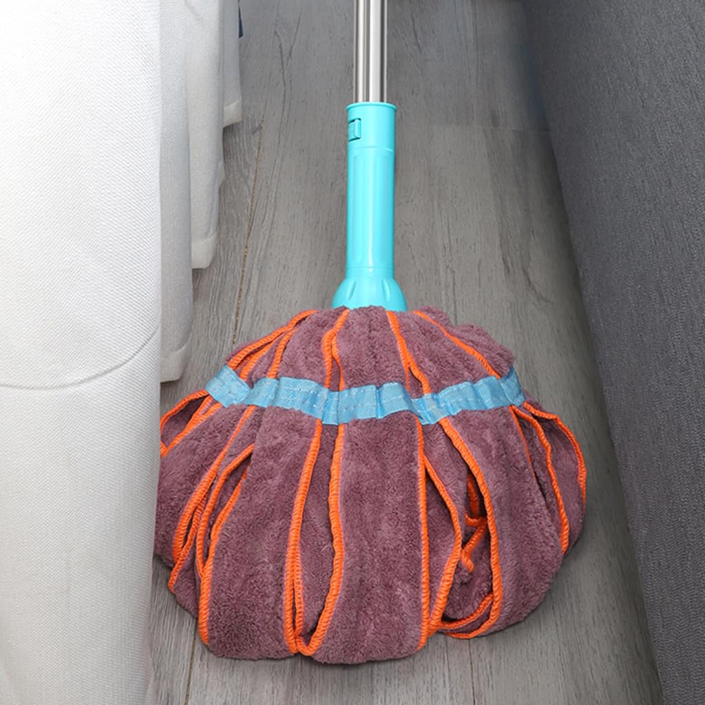 HASTHIP Cloth Floor Mop for Wet and Dry Cleaning with 32.6–50.3 in Retractable Handle | Adjustable Angle Coral Velvet Head