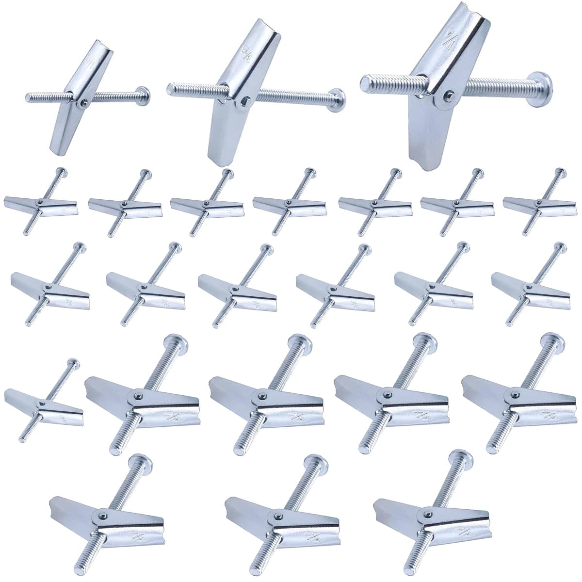 Serplex Butterfly Anchors Toggle Bolts for Drywall with Spring Wing Toggle | 24Pcs Carbon Steel Set