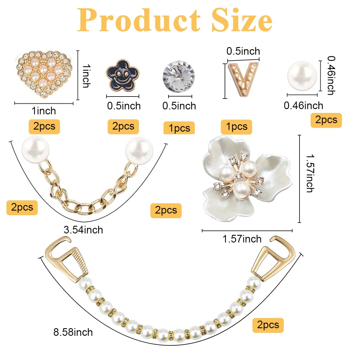 MAYCREATE Shoe Charms for Clog Sandals featuring Flower Pearl Chain Design | 14pcs DIY Accessories for Women