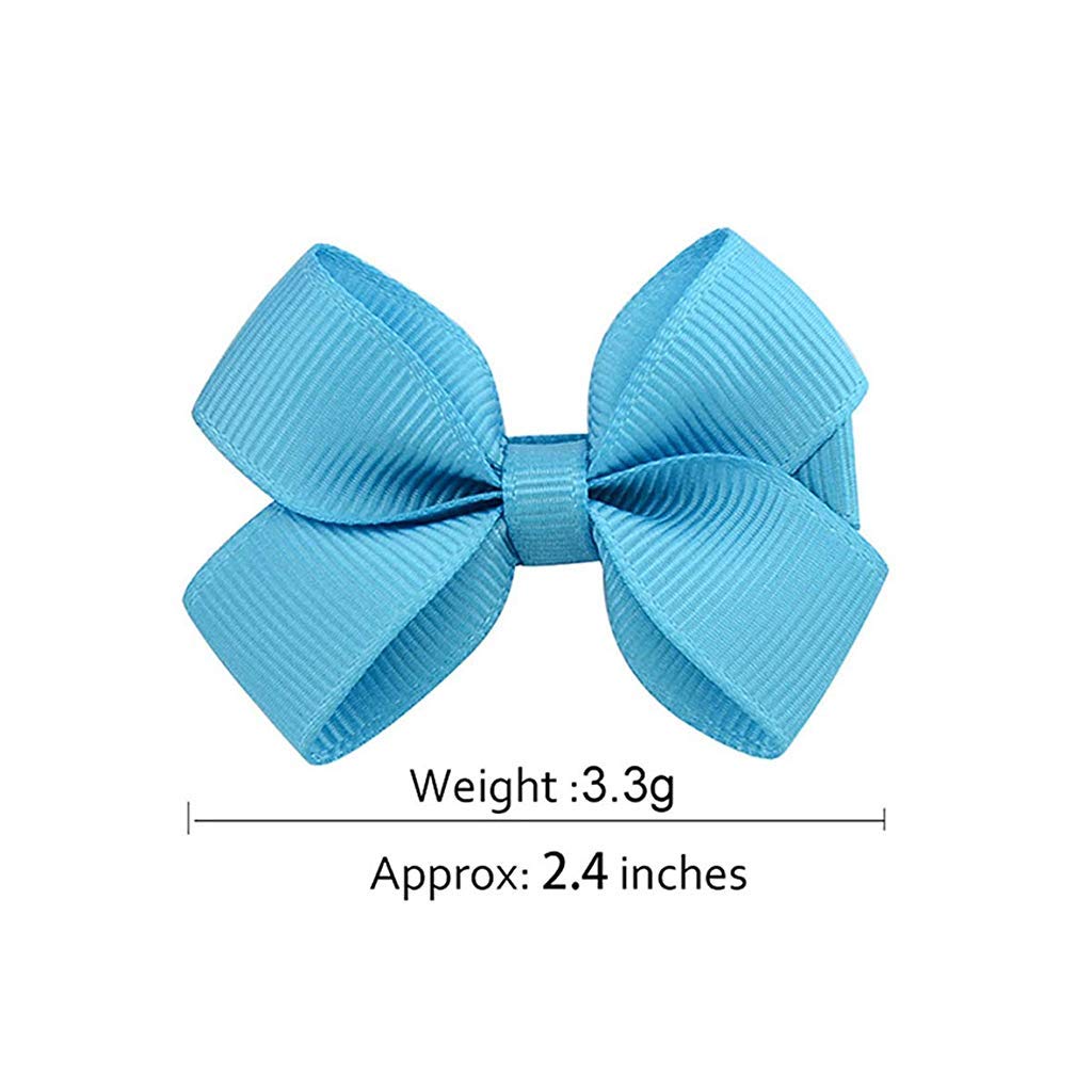 PALAY® 20 Hair Clips Mini Hair Bow Grosgrain Ribbon Hair Bows with Alligator Clips for Baby Girls Toddlers Kids, 20 colors(2.4 Inch)