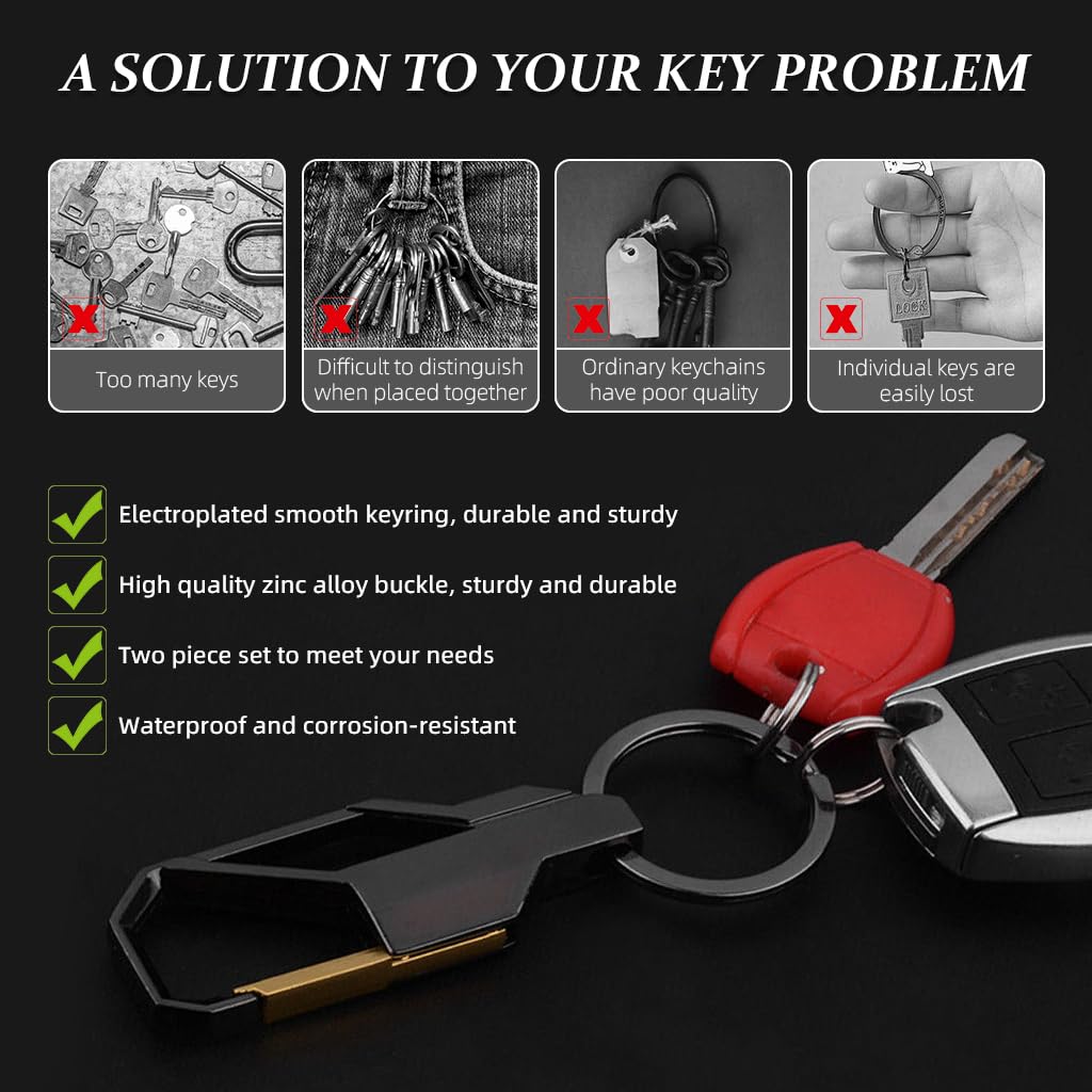 Zibuyu Key Chain for Car Bike and Home with Quick Release Buckle and Folding Cutter | Zinc Alloy 2Pcs Set