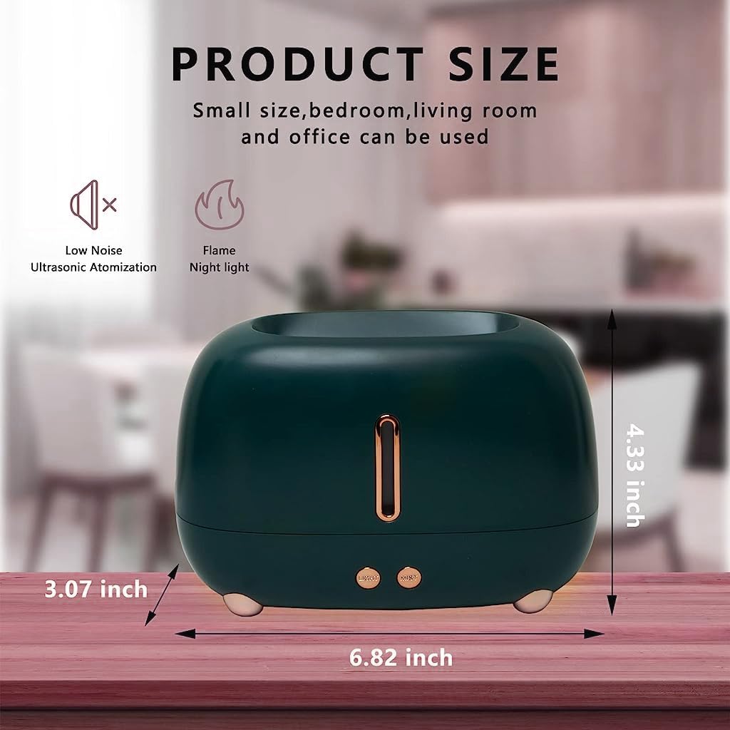 HANNEA Flame Humidifier for Room with 250ml Tank and 3 Color Ultrasonic Mist Light | Auto-Off