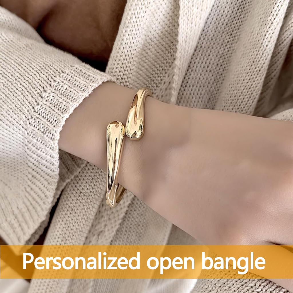Zibuyu Gold Bangle Bracelet for Women featuring 21CM Adjustable Twist Cuff | Gift Jewelry