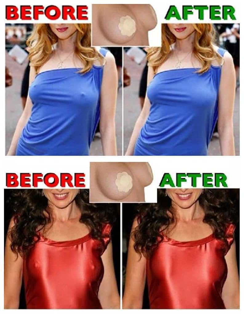 PALAY House of Quirk Women's Self Adhesive Nipple Breast Covers Sexy Breast Pasties Adhesive Bra Disposable (Beige)