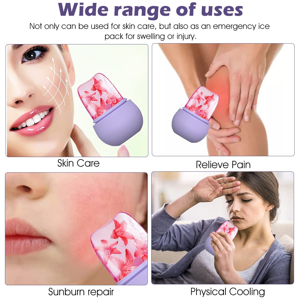 HANNEA Ice Roller for Face Massage and Eye with Anti Leak Silicone Mold | Purple Skin Care Tool