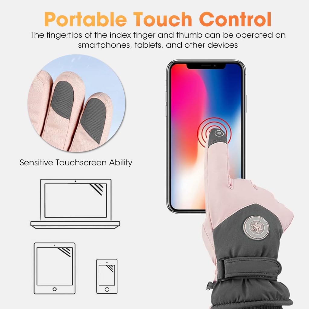 GUSTAVE Winter Gloves for Women with Touch Screen and Anti Slip Design | 26cm Warm Splashproof Cotton Polyester
