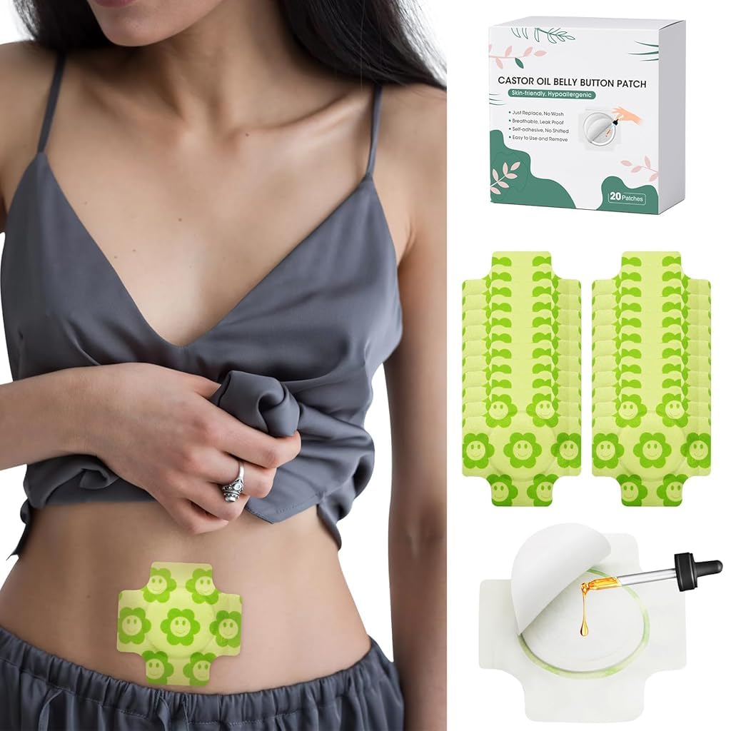 ZIBUYU Castor Oil Pack Wrap for Belly Button Detox with Leak Proof Cotton Core 60PCS | Skin Friendly and Self Adhesive for Comfortable Use