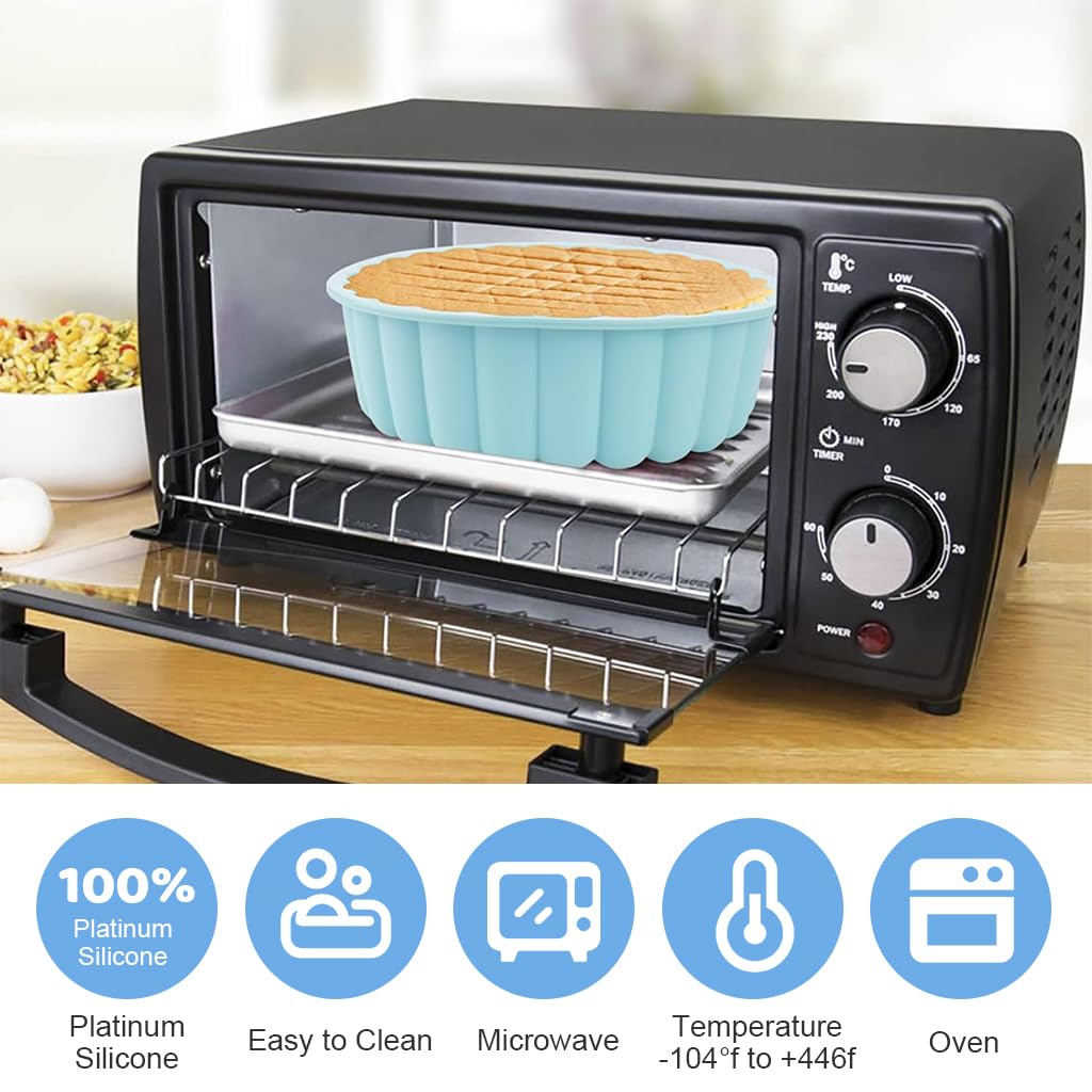 HASTHIP Charlotte Cake Pan for Cheesecake and Brownie Tart with Nonstick Fluted Mold | 8x8x2.5 in Food Grade Silicone