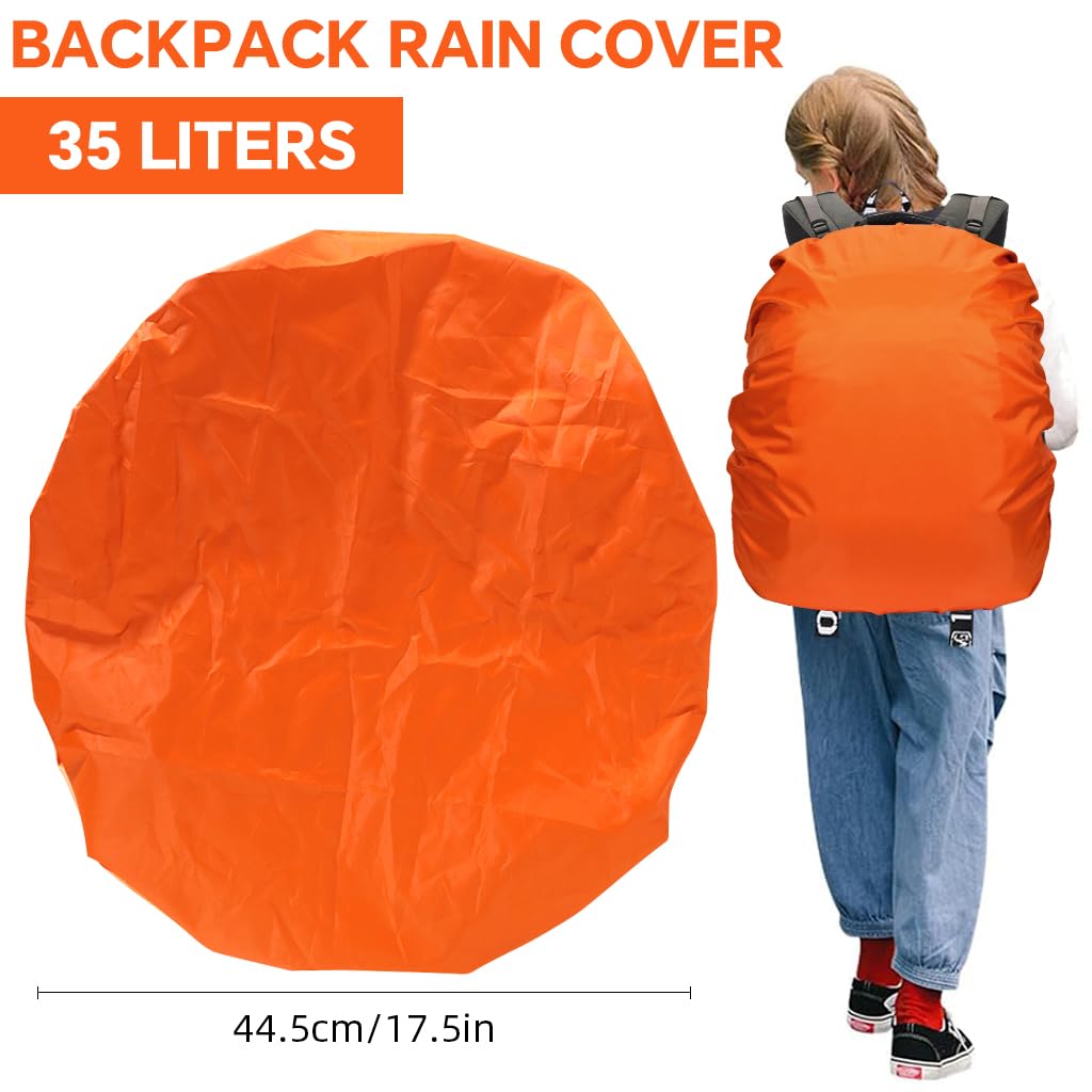 Proberos Rain Cover for Backpack up to 35L featuring Elastic Edging and Waterproof Nylon | Orange